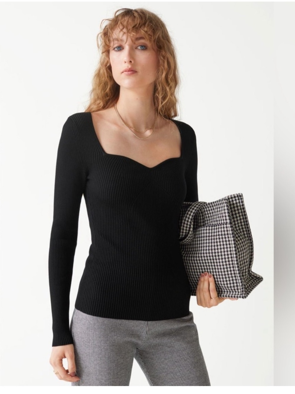 & Other Stories Knit Black Rib Knit Top